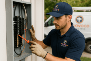 Electrician upgrading a panel